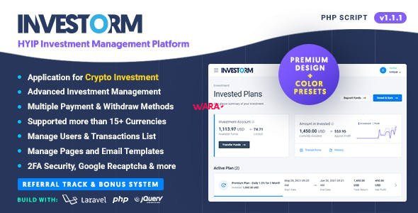 Investorm v1.1.3 - Advanced HYIP Investment Management Platform - Vara Script