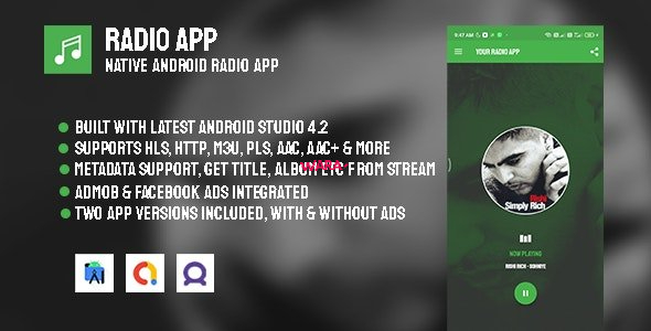 Radio App v3.0 - Native Android Radio App with AdMob & Facebook Ads - Vara Script