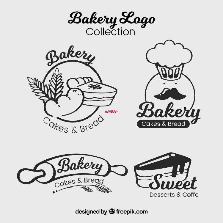 Free Set of bakery logos in flat style Premium Vector - Vara Script