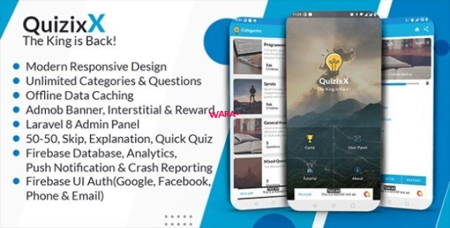 Quizix vX - Android Quiz App with AdMob, FCM Push Notification, Offline Data Caching