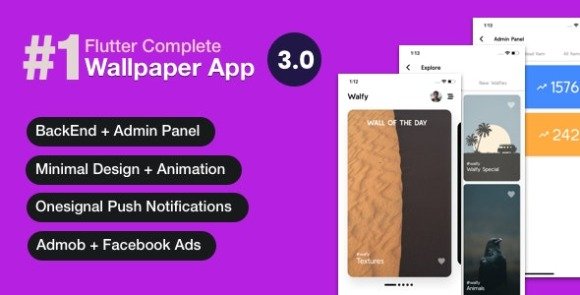 Flutter Wallpaper App v3.0.1 - Backend+ Admin Panel (Full App)