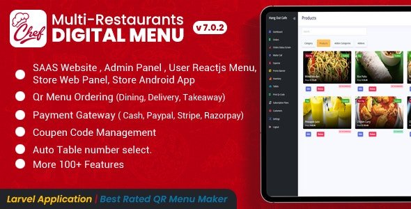 CHEF v7.0.2 - SaaS - Contactless Multi-restaurant QR Menu Maker