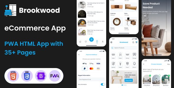 Furniture & Home Decor eCommerce PWA Mobile HTML Template - Brookwood