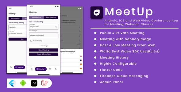 MeetUp - Android, iOS and Web Video Conference App for Meeting, Webinar, Classes
