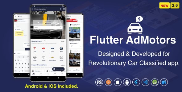 Flutter AdMotors For Car Classified BuySell iOS and Android App with Chat ( 2.6 )