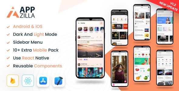 AppZilla - Mobile React Native UI KIT Elements Andriod + iOS