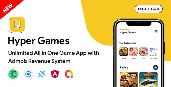 Hyper Games - All in One Game App | AdMob | Unlimited Games | Capacitor Android App